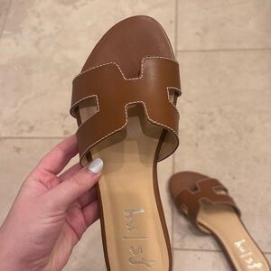 Tuckernuck Cognac Leather Slide Sandals